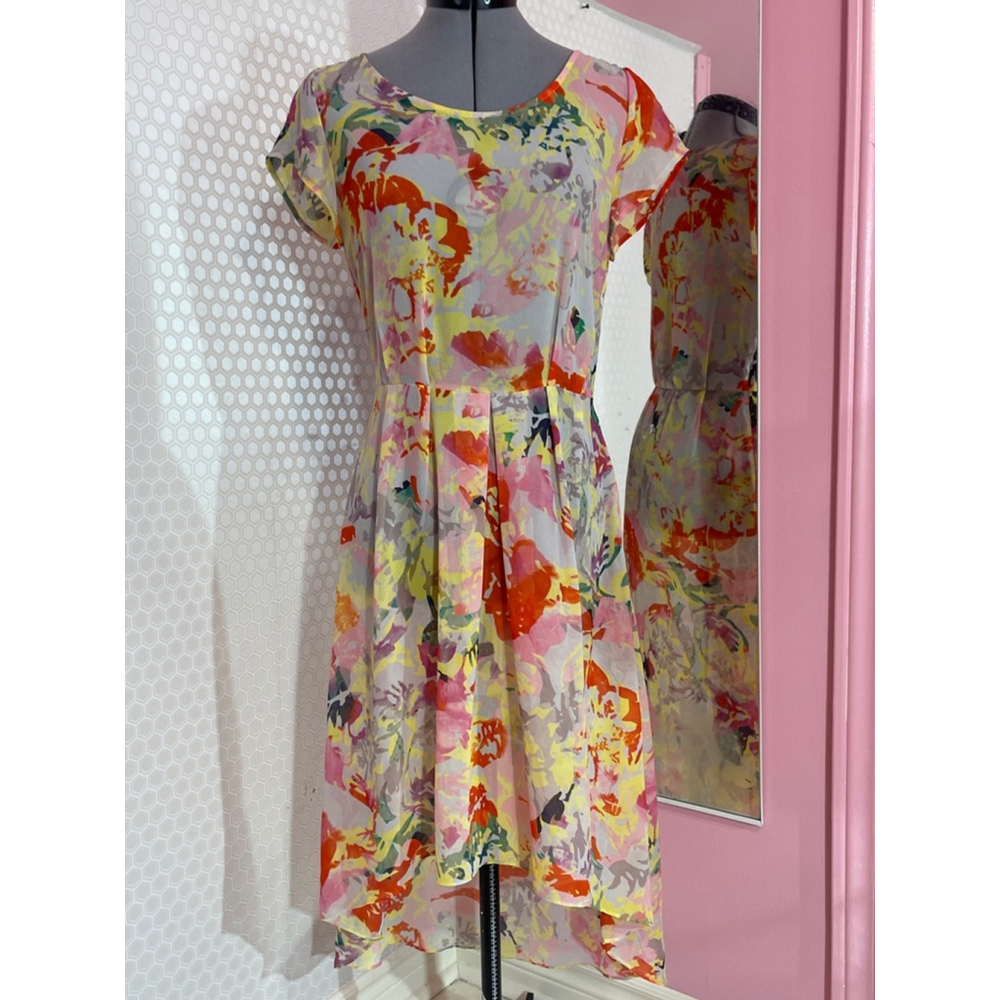 Women's Mexx Floral Print Dress Size M Yellow Pink